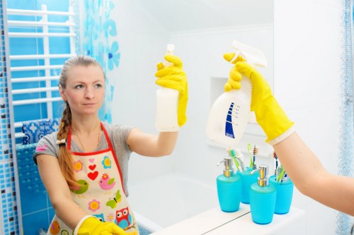 Communal hallway cleaning in a Hampstead residential building